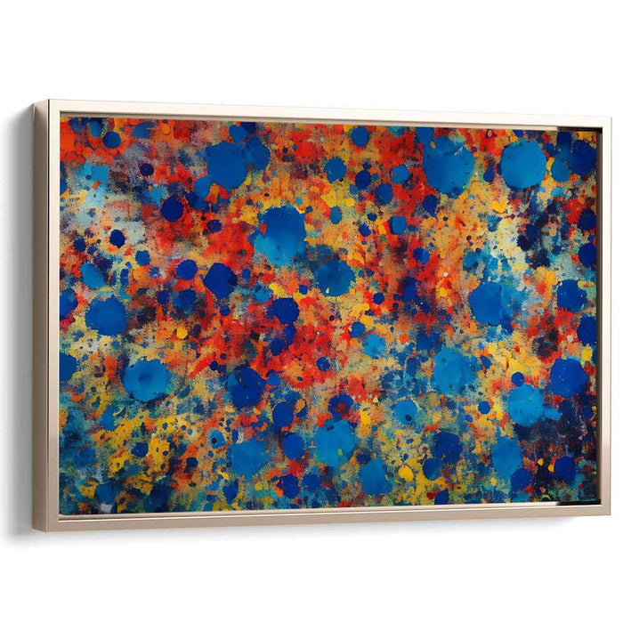 Embers Of Indigo: Abstract Expressionist Blue and Fiery Canvas Art Print