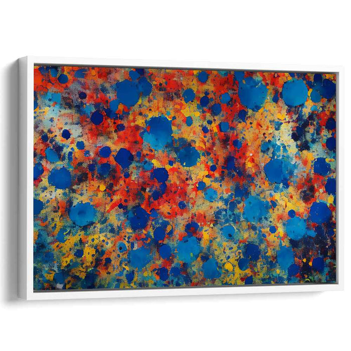 Embers Of Indigo: Abstract Expressionist Blue and Fiery Canvas Art Print