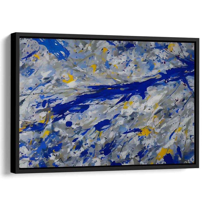 Abstracted Melodies: Abstract Expressionist Blue and Yellow Canvas Art Print