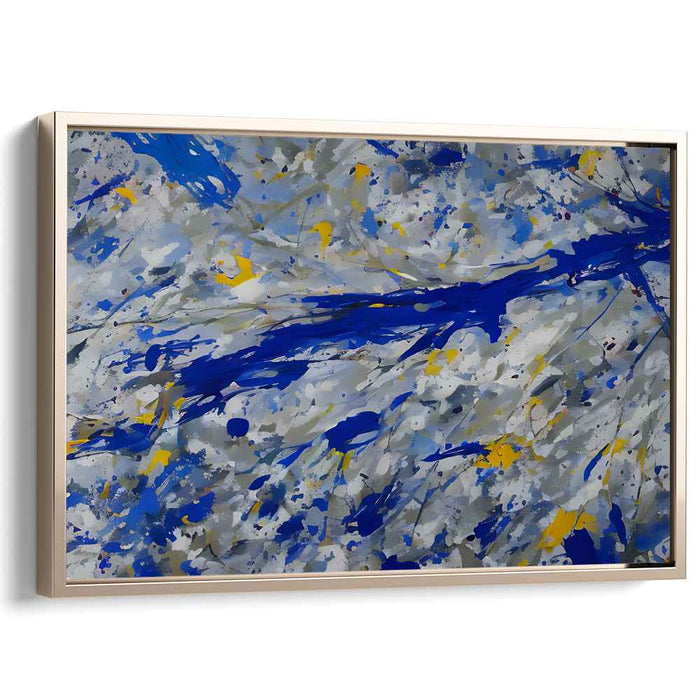 Abstracted Melodies: Abstract Expressionist Blue and Yellow Canvas Art Print