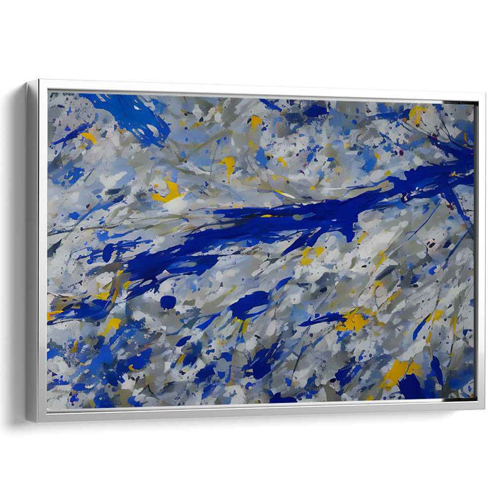 Abstracted Melodies: Abstract Expressionist Blue and Yellow Canvas Art Print