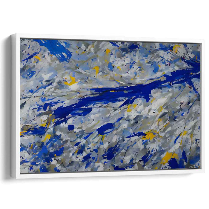 Abstracted Melodies: Abstract Expressionist Blue and Yellow Canvas Art Print