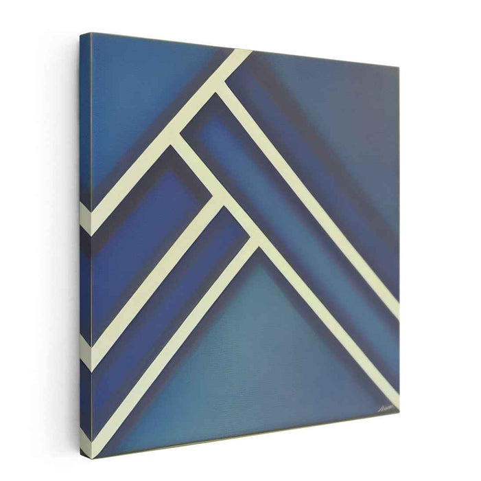 Zen Snowflakes: Minimalist Blue and White Abstract Canvas Art