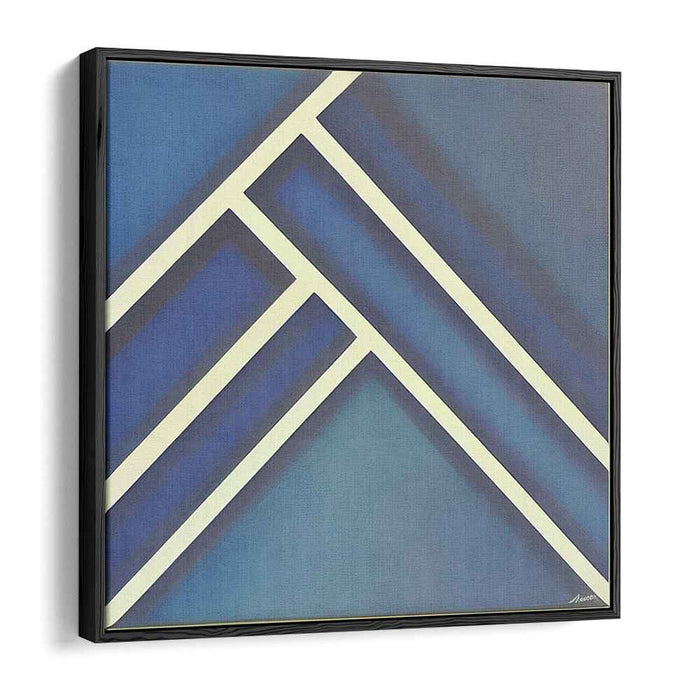 Zen Snowflakes: Minimalist Blue and White Abstract Canvas Art