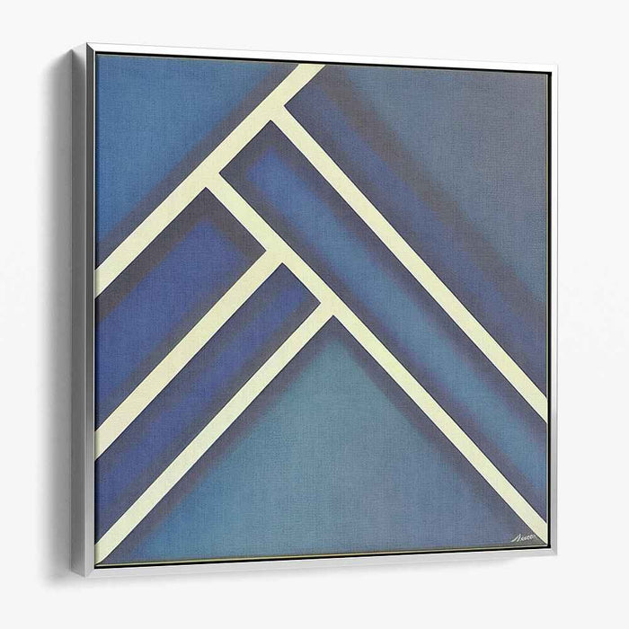 Zen Snowflakes: Minimalist Blue and White Abstract Canvas Art