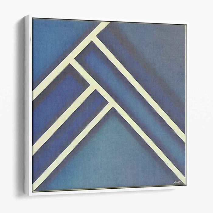 Zen Snowflakes: Minimalist Blue and White Abstract Canvas Art