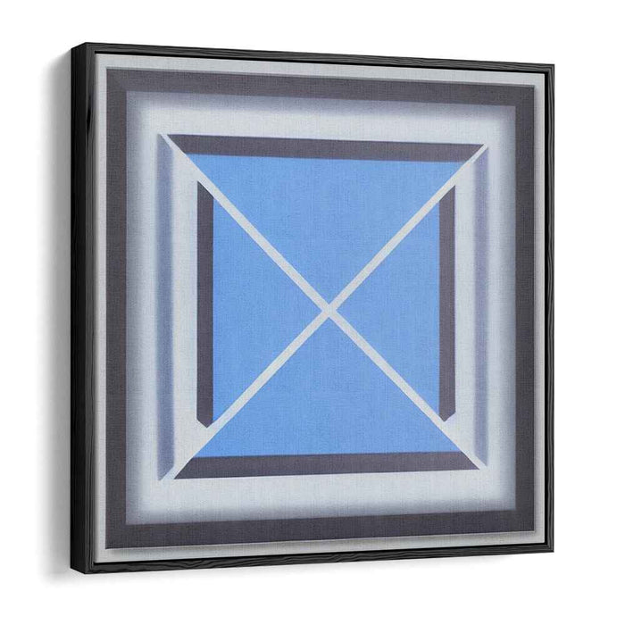 Azure Dreams Dance Shadows: Blue Square Abstract Canvas Art Print