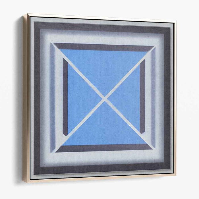 Azure Dreams Dance Shadows: Blue Square Abstract Canvas Art Print