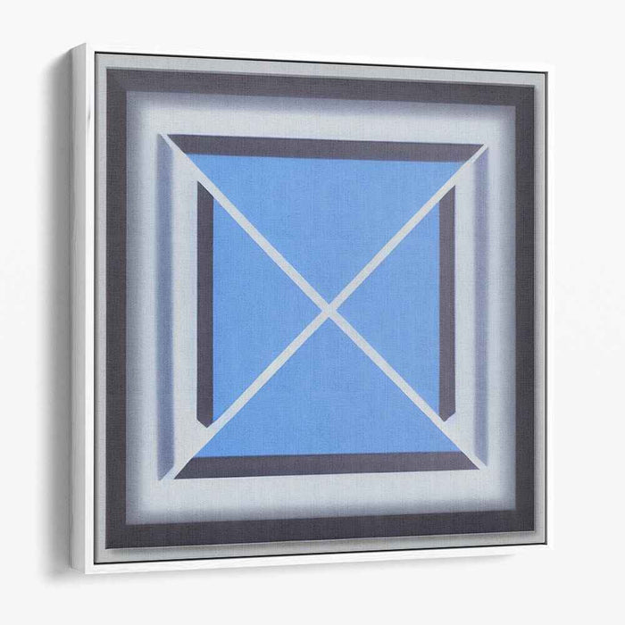 Azure Dreams Dance Shadows: Blue Square Abstract Canvas Art Print