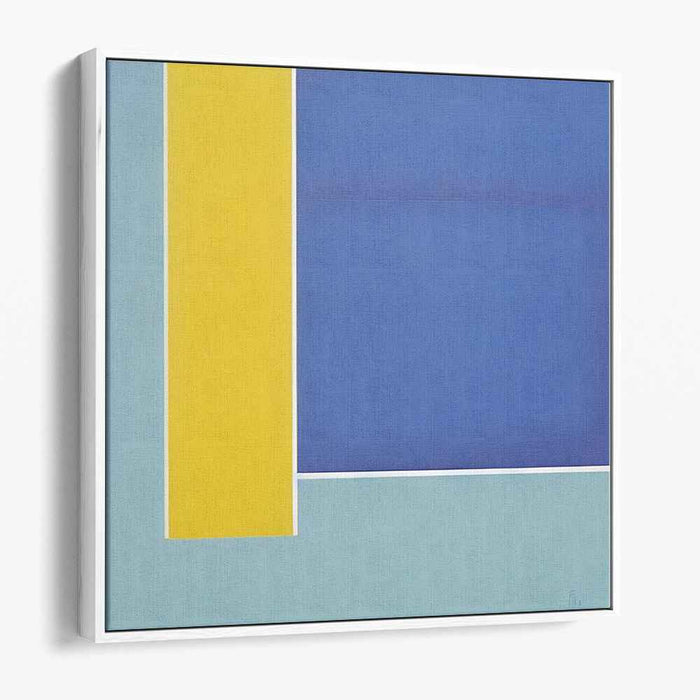 Whispers of Sunlit Waters: Abstract Blue and Yellow Canvas Art Print