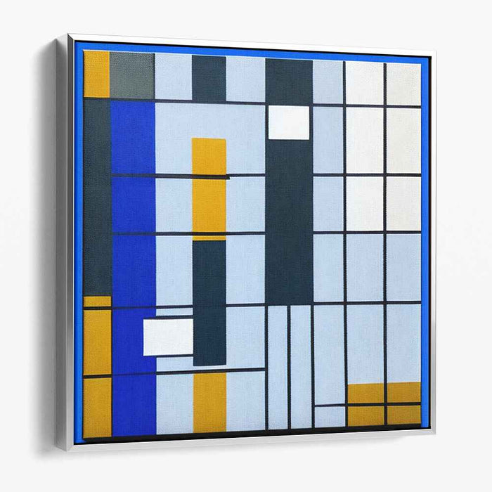 Mondrian's Vibrant Echoes: De Stijl Inspired Abstract Canvas Art Print