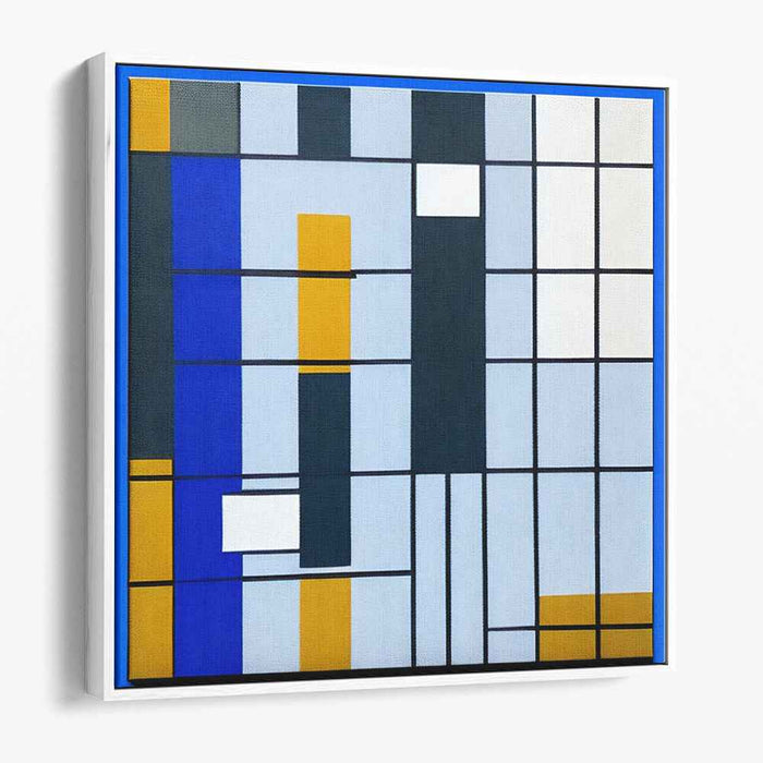 Mondrian's Vibrant Echoes: De Stijl Inspired Abstract Canvas Art Print