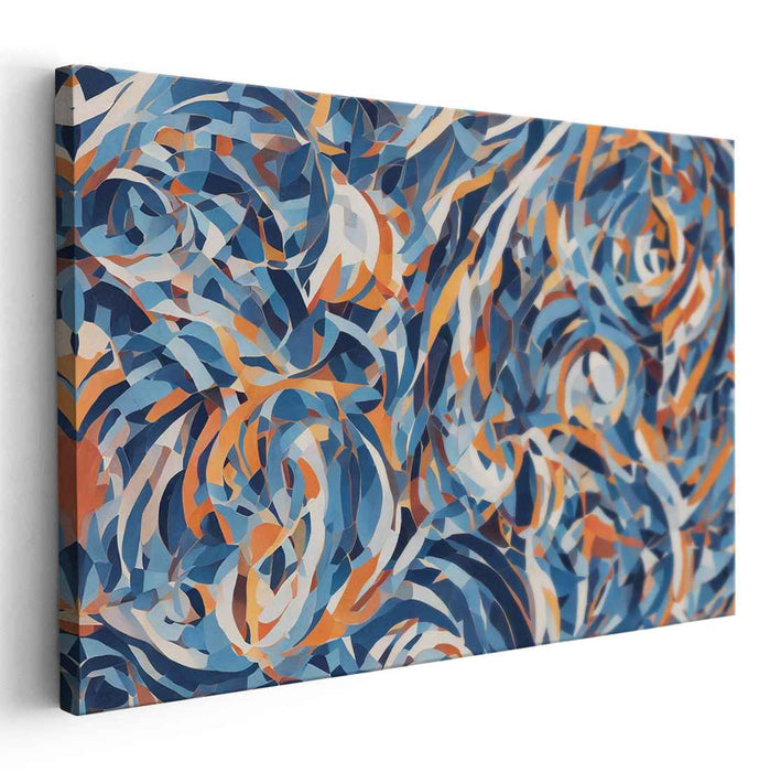 Ink Blots Dance Freely: Abstract Expressionist Blue and Orange Canvas Art Print