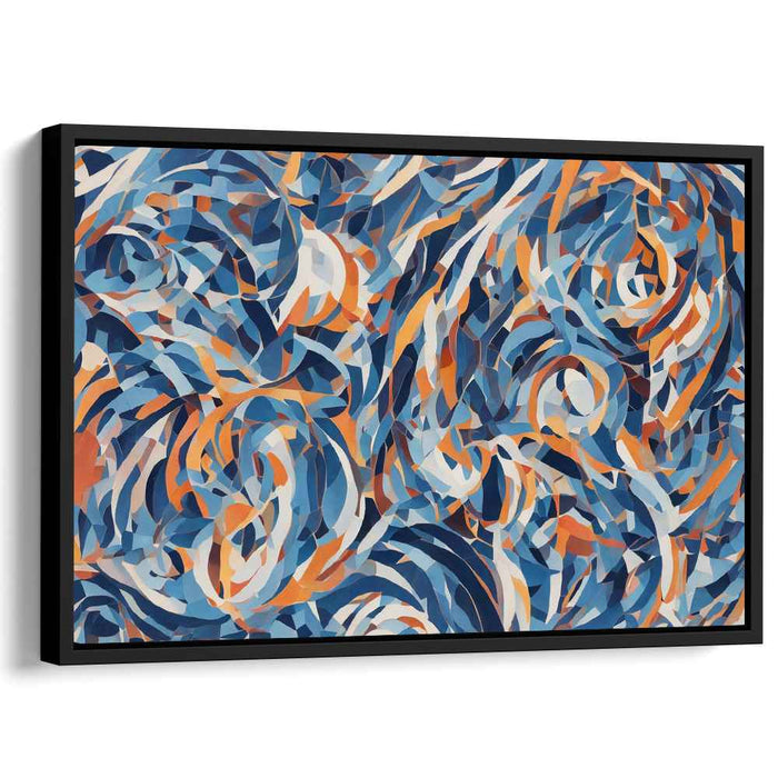 Ink Blots Dance Freely: Abstract Expressionist Blue and Orange Canvas Art Print
