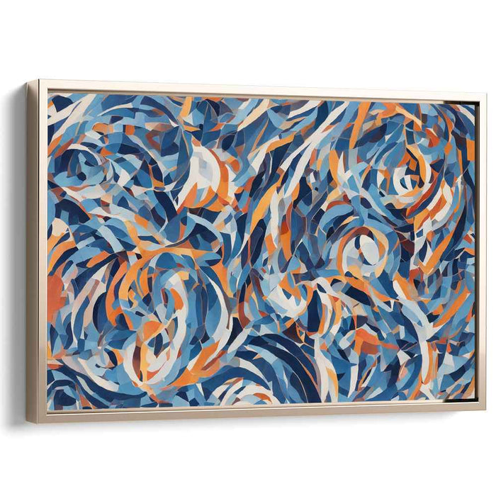 Ink Blots Dance Freely: Abstract Expressionist Blue and Orange Canvas Art Print
