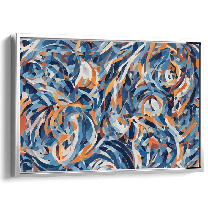Ink Blots Dance Freely: Abstract Expressionist Blue and Orange Canvas Art Print