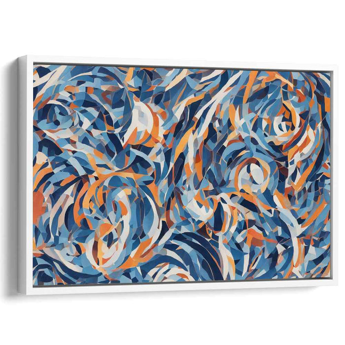 Ink Blots Dance Freely: Abstract Expressionist Blue and Orange Canvas Art Print