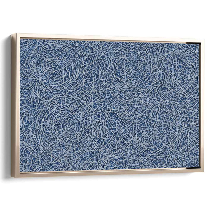 Hypnotic Whorls: Abstract Blue and White Line Art Canvas Print