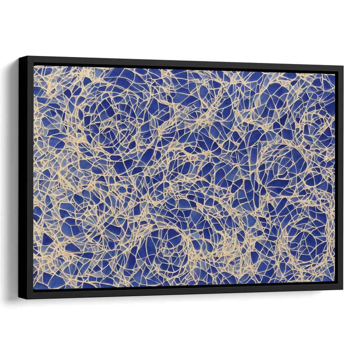 Sapphire Symmetry Dance: Blue Abstract Geometric Canvas Art