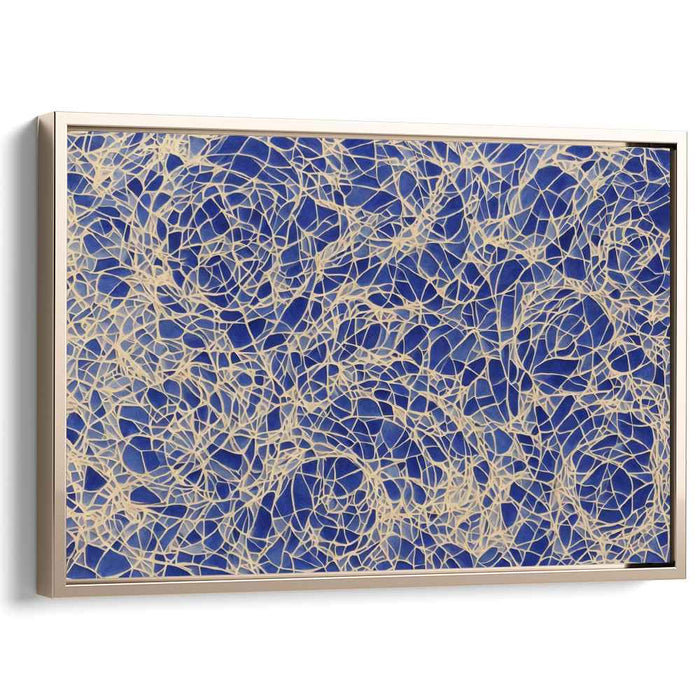 Sapphire Symmetry Dance: Blue Abstract Geometric Canvas Art
