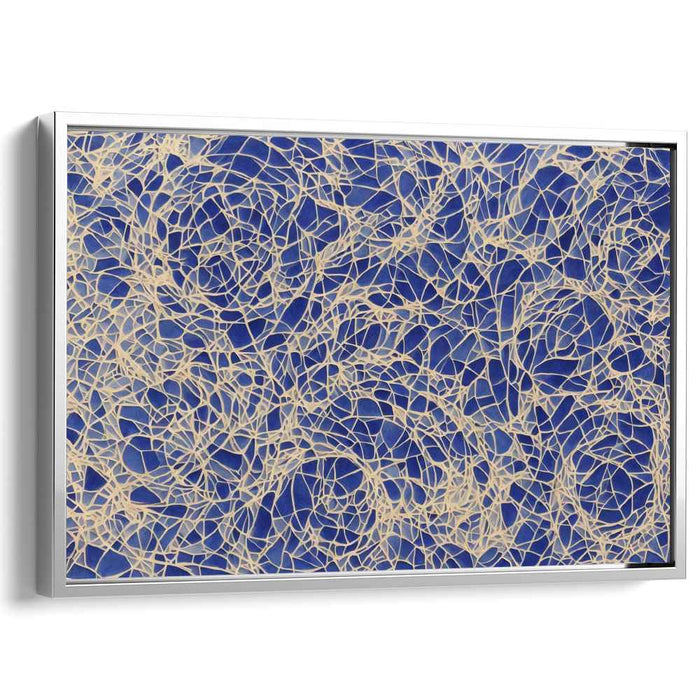 Sapphire Symmetry Dance: Blue Abstract Geometric Canvas Art
