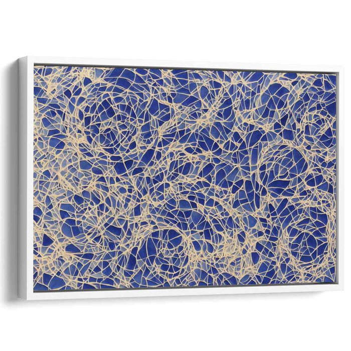 Sapphire Symmetry Dance: Blue Abstract Geometric Canvas Art