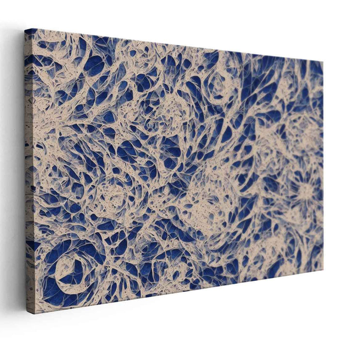 Ethereal Serenity in Motion: Abstract Expressionist Blue and Beige Canvas Art Print
