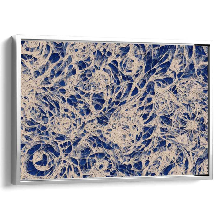 Ethereal Serenity in Motion: Abstract Expressionist Blue and Beige Canvas Art Print