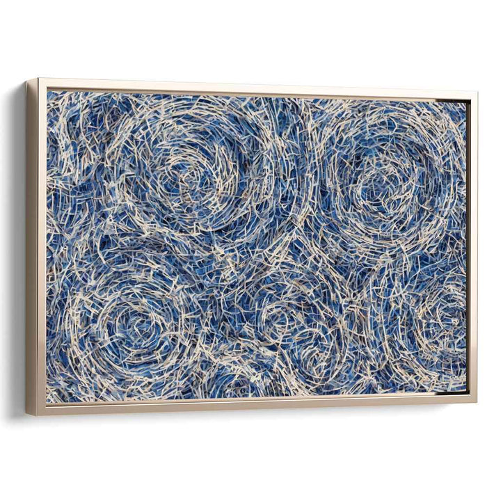 Sapphire Whirlpool Dreamscape: Abstract Blue and White Concentric Circles Canvas Art Print