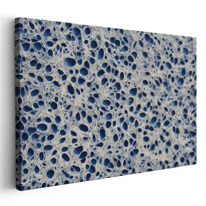 Microscopic Marvel: Abstract Cellular Blue Canvas Art Print