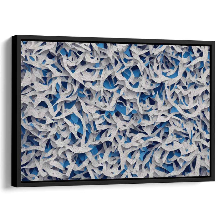 Whirlwind Azure Illusion: Abstract Blue and White Textured Canvas Art