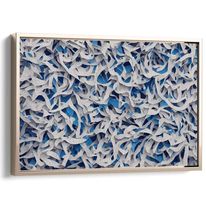 Whirlwind Azure Illusion: Abstract Blue and White Textured Canvas Art