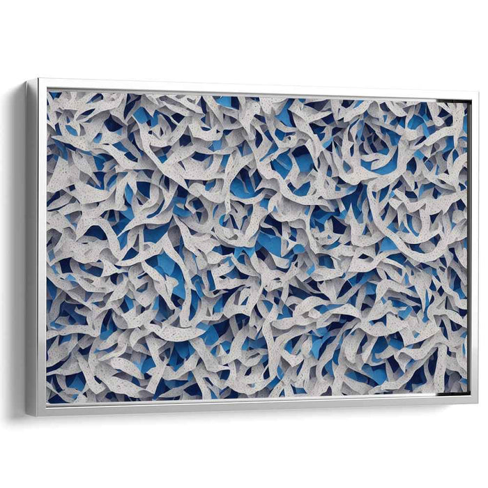 Whirlwind Azure Illusion: Abstract Blue and White Textured Canvas Art