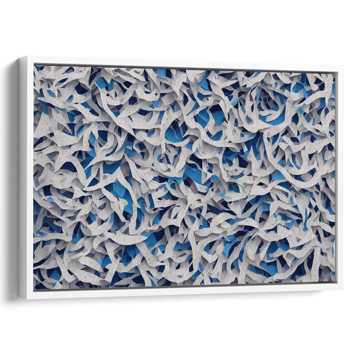 Whirlwind Azure Illusion: Abstract Blue and White Textured Canvas Art