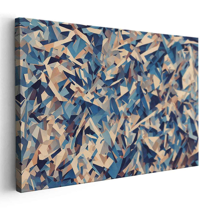 Whirls of Tranquility: Abstract Blue and Beige Canvas Art Print