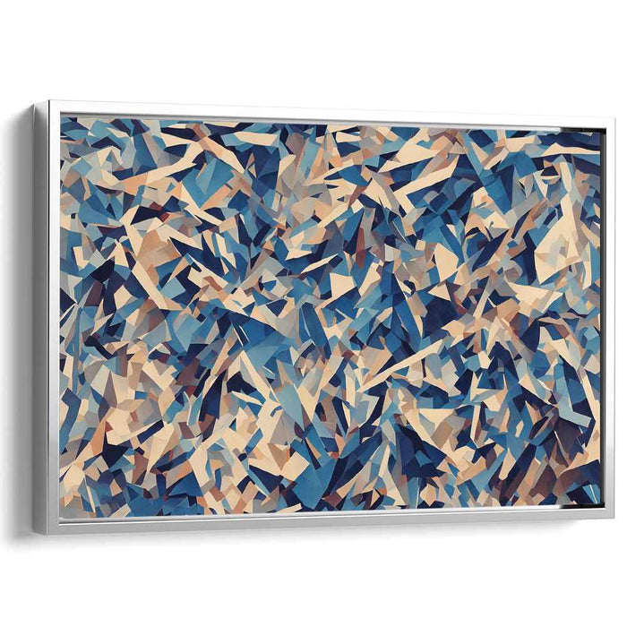 Whirls of Tranquility: Abstract Blue and Beige Canvas Art Print