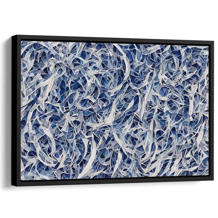 Aqua Echoes: Abstract Blue and White Swirls Canvas Art Print