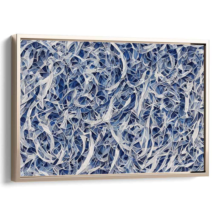 Aqua Echoes: Abstract Blue and White Swirls Canvas Art Print