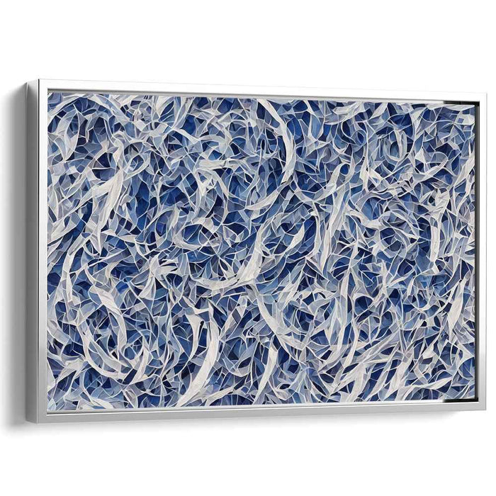Aqua Echoes: Abstract Blue and White Swirls Canvas Art Print