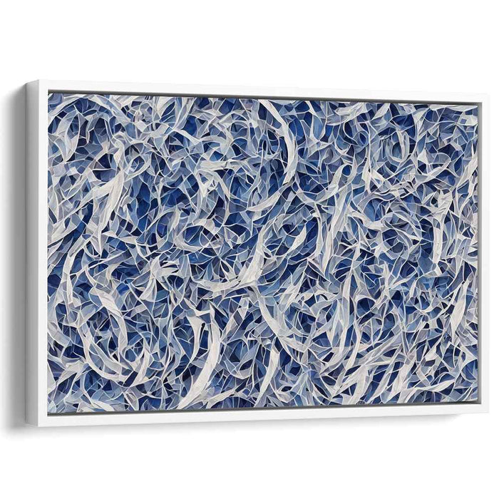 Aqua Echoes: Abstract Blue and White Swirls Canvas Art Print