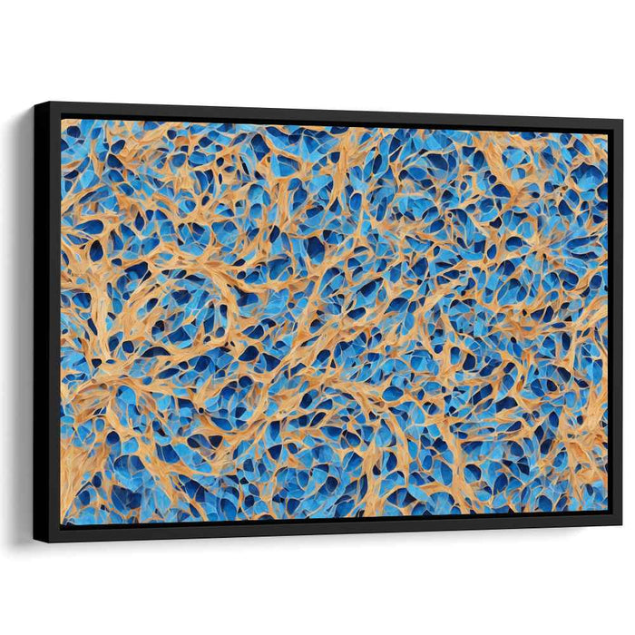 Azure Tangle: Abstract Network of Blue and Beige Canvas Art Print