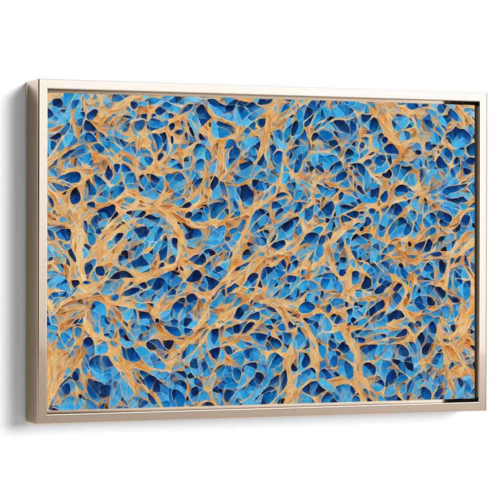 Azure Tangle: Abstract Network of Blue and Beige Canvas Art Print