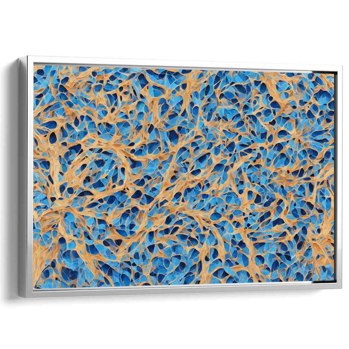 Azure Tangle: Abstract Network of Blue and Beige Canvas Art Print