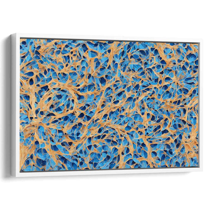 Azure Tangle: Abstract Network of Blue and Beige Canvas Art Print