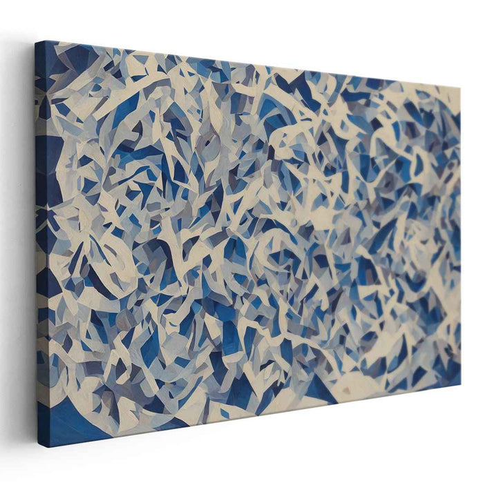 Intricate Blues: Abstract Geometric Flow Canvas Art Print