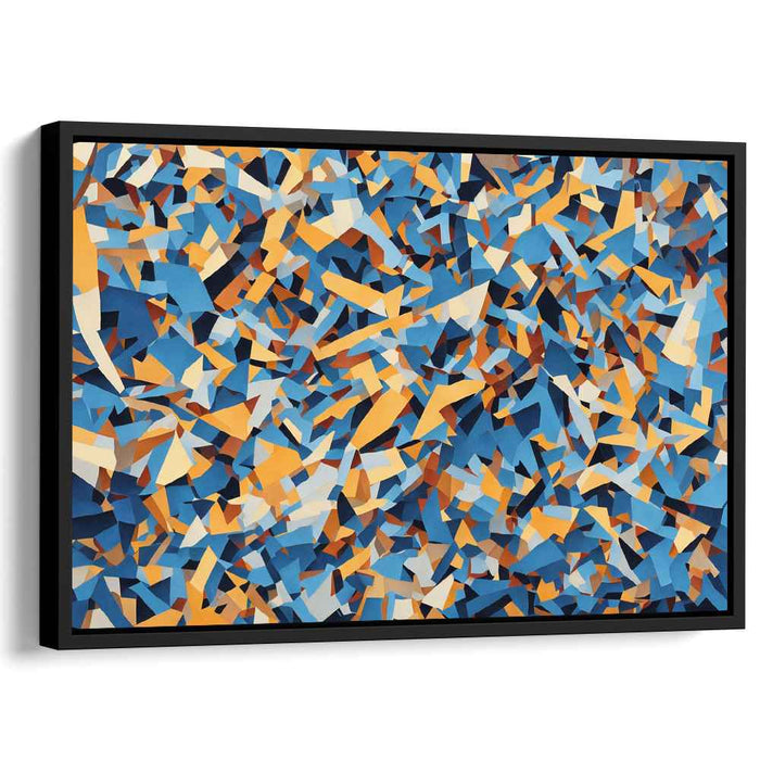 Cubist Symphony in Azure: Abstract Cubist Blue and Orange Canvas Art Print