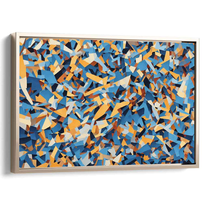 Cubist Symphony in Azure: Abstract Cubist Blue and Orange Canvas Art Print