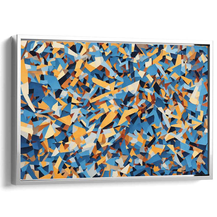 Cubist Symphony in Azure: Abstract Cubist Blue and Orange Canvas Art Print
