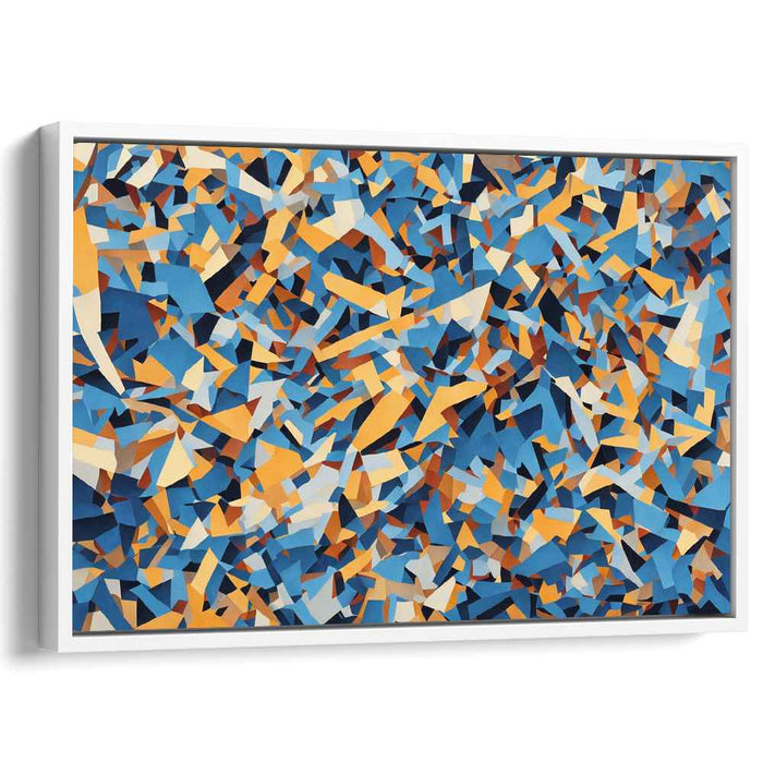 Cubist Symphony in Azure: Abstract Cubist Blue and Orange Canvas Art Print