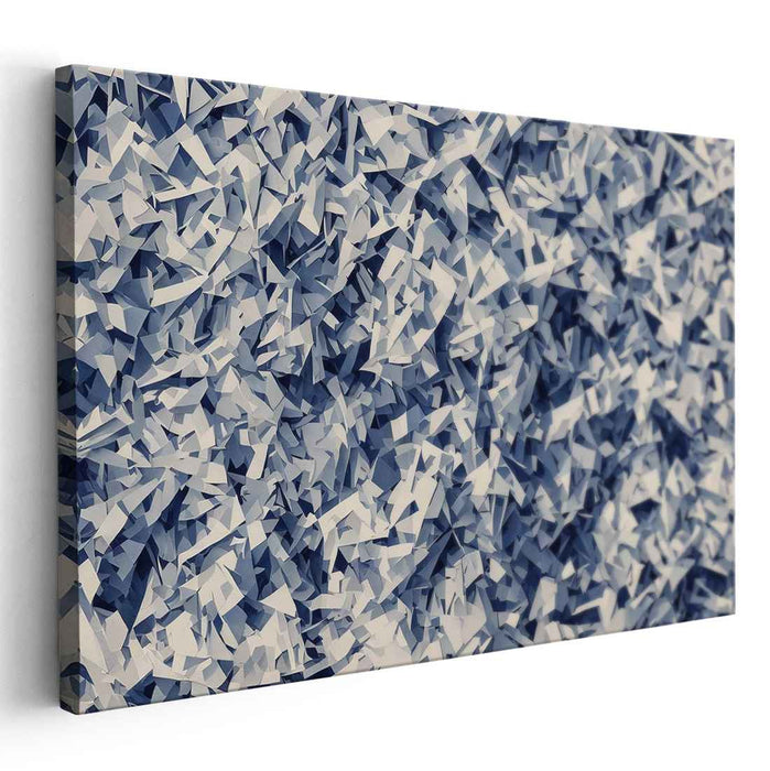 Infinite Serenity Cubes: Abstract Blue and White Geometric Canvas Art